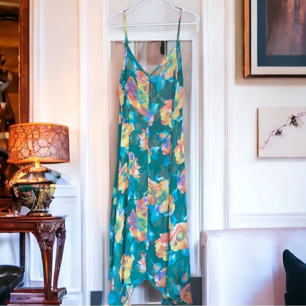 WinWin l Teal l Sexy & Sheer l Hi-Lo Long Nightgown l Tie-back l Sleeveless EUC